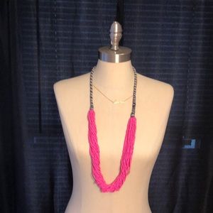 LOFT pink seed bead necklace